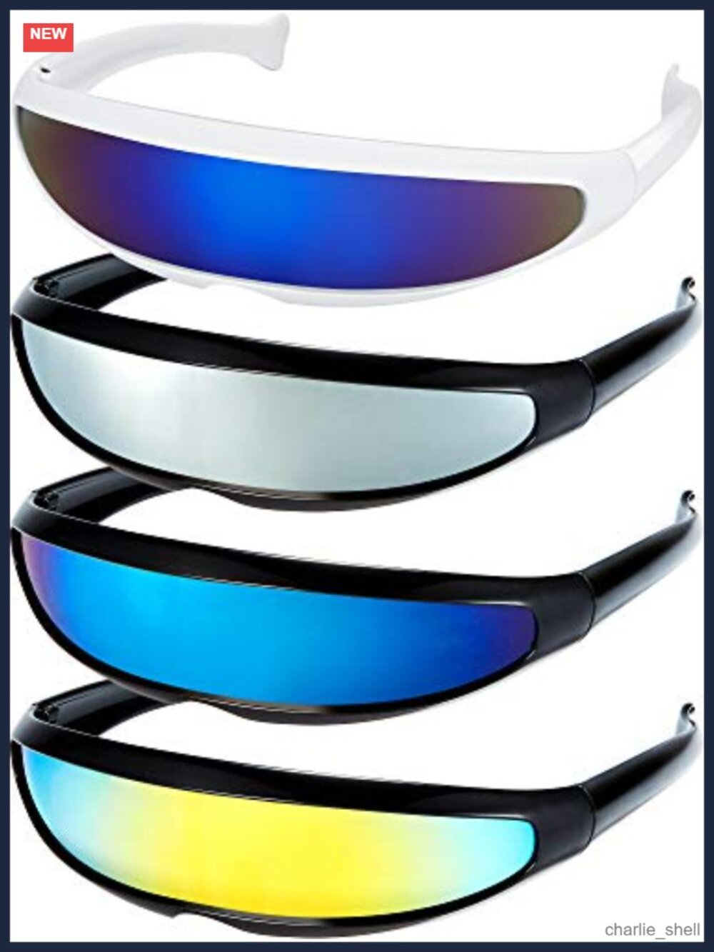 4 Pairs Futuristic Narrow Sunglasses Plastic Frame Rectangular Cosplay Party